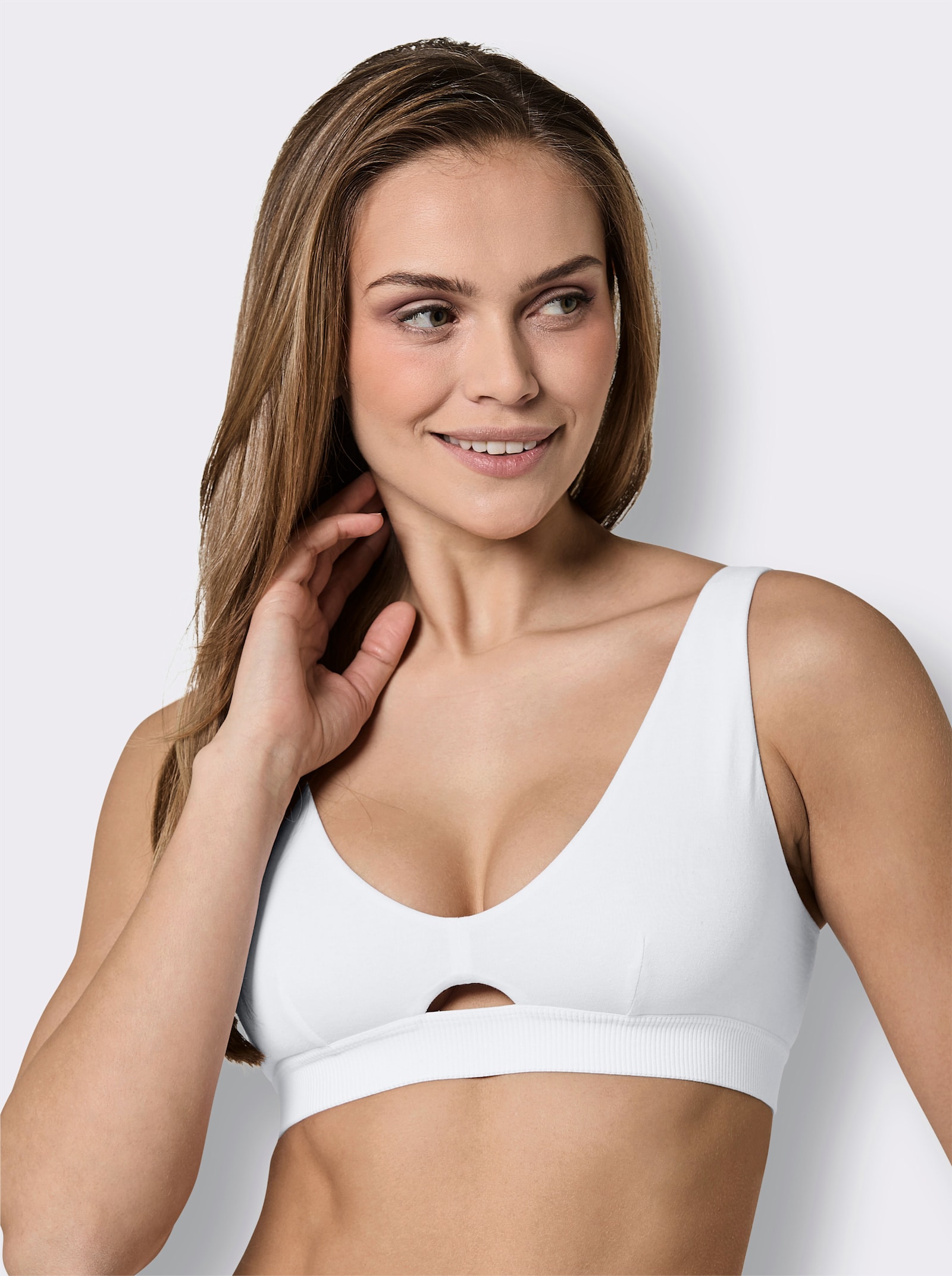 Naturana Schalen-BH ohne Bügel mit Entlastungsträgern - weiß