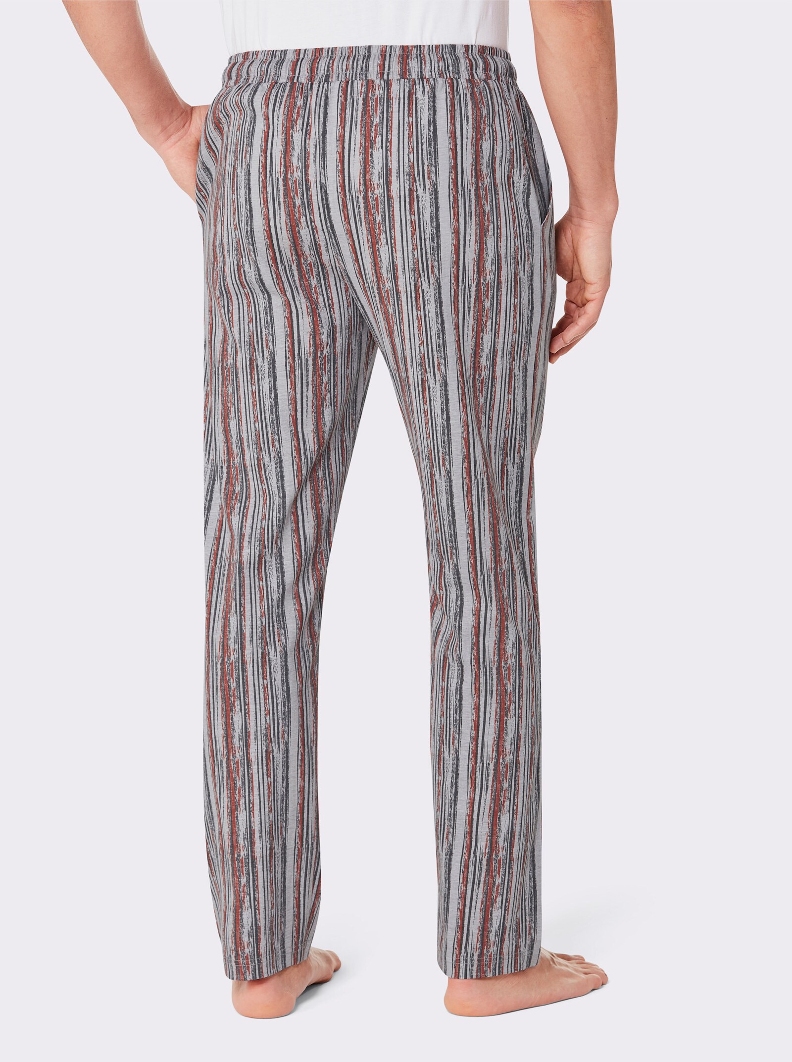 wäschepur men Broek, lang - lichtgrijs/roestrood bedrukt