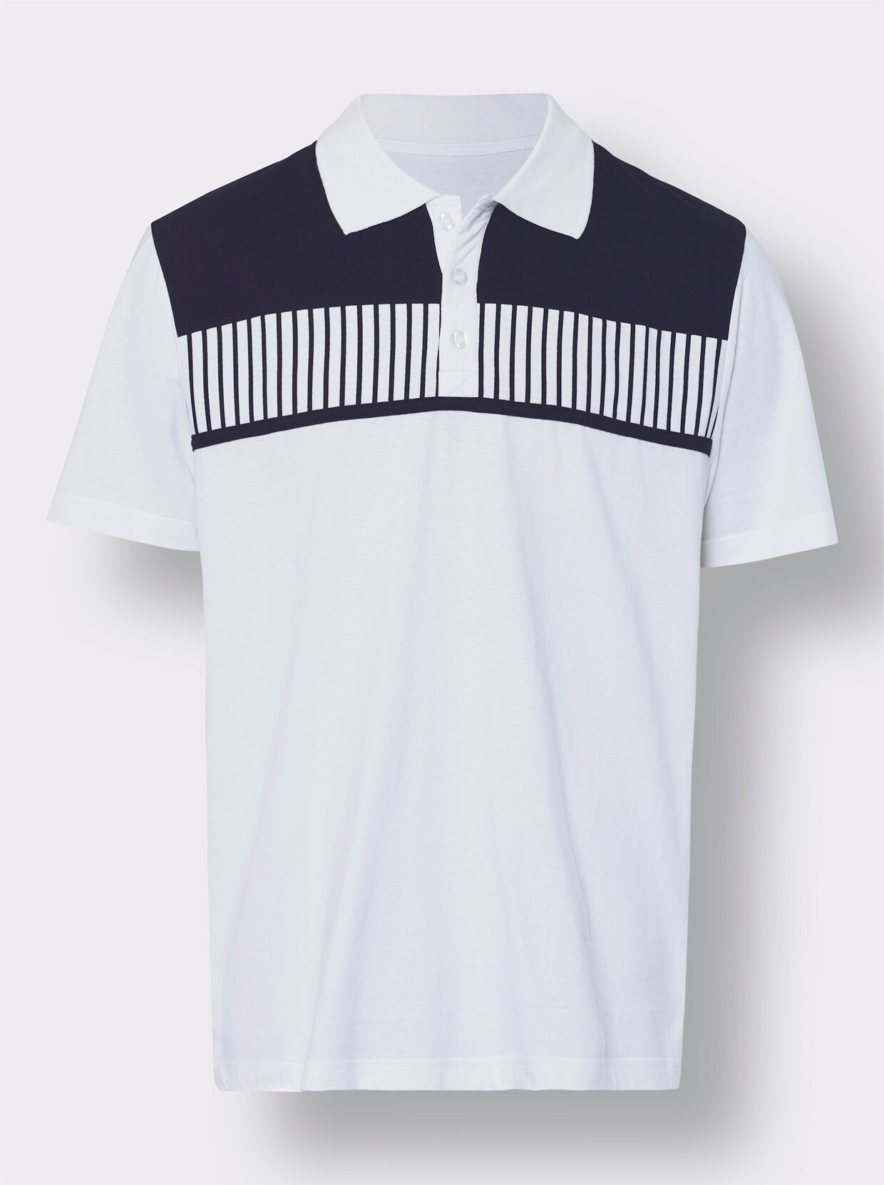 Kurzarm-Poloshirt - weiß-marine