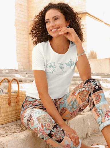Kurzarmshirt - ecru-mint