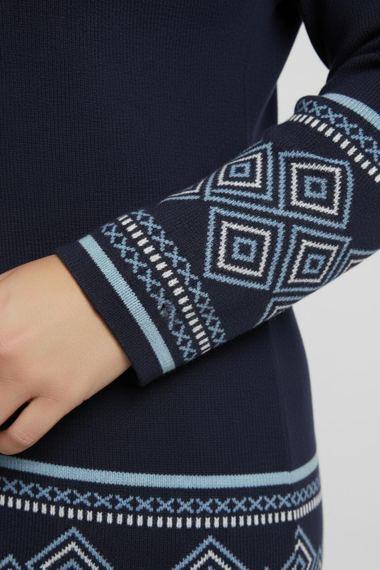 Longpullover weich wie Kaschmir - marine-himmelblau