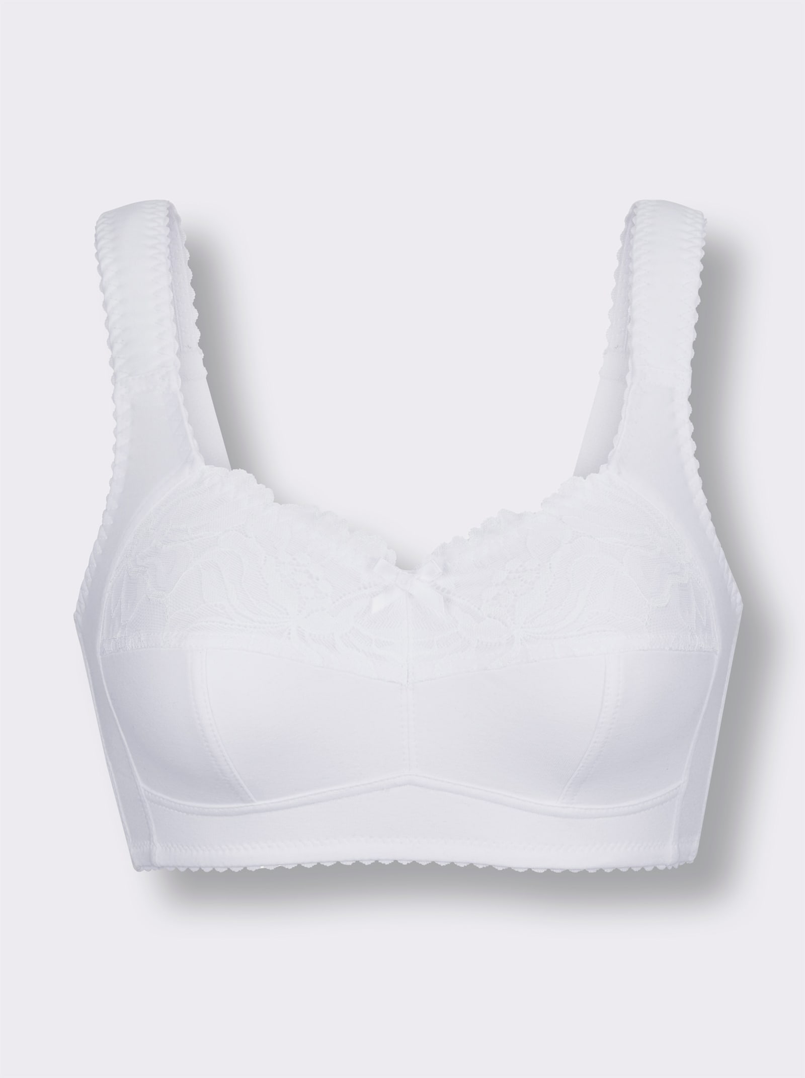 wäschepur BH ohne Bügel mit unterlegter Spitze - weiß