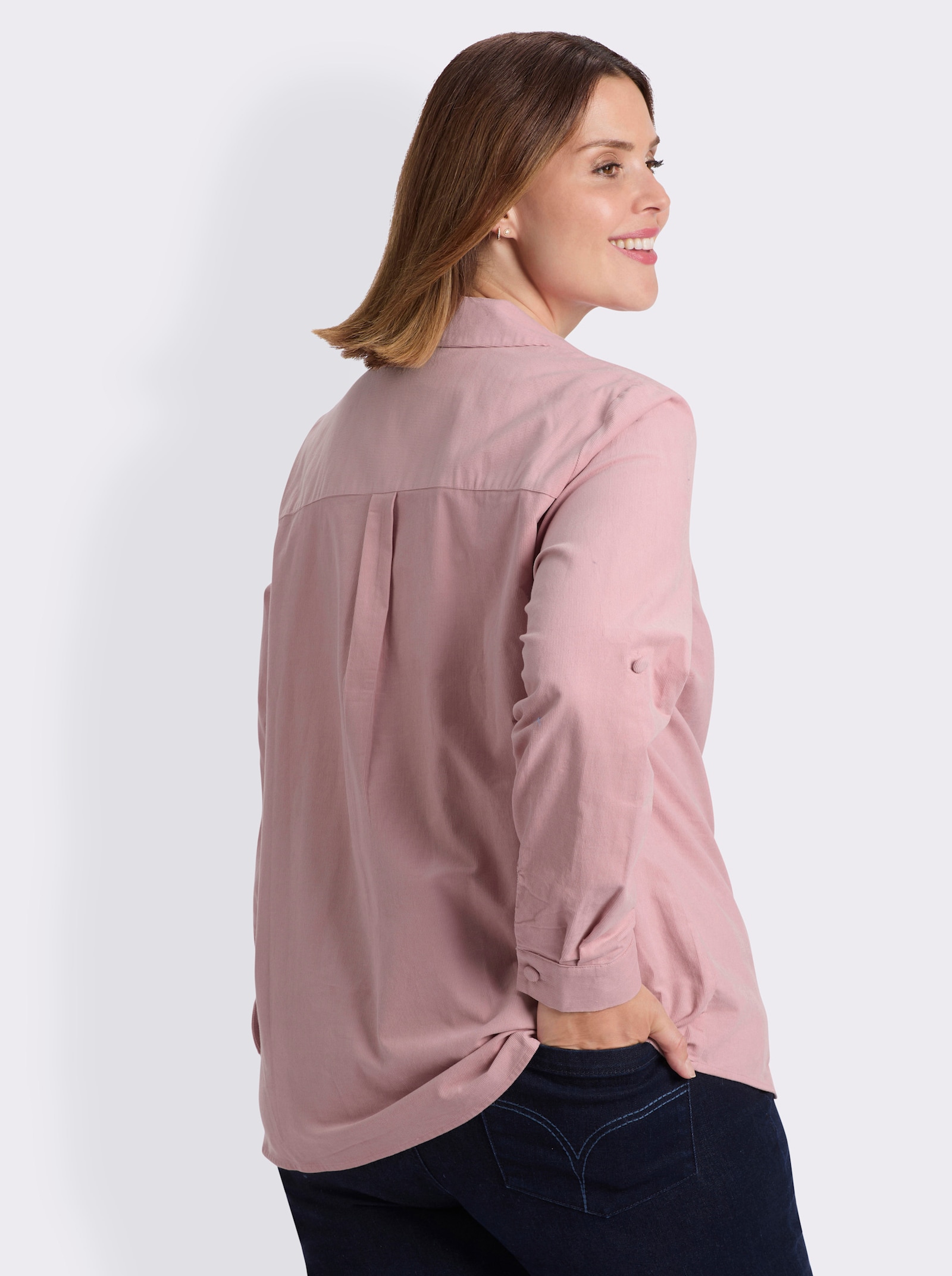 Hemdbluse in Cord-Qualität - hortensie