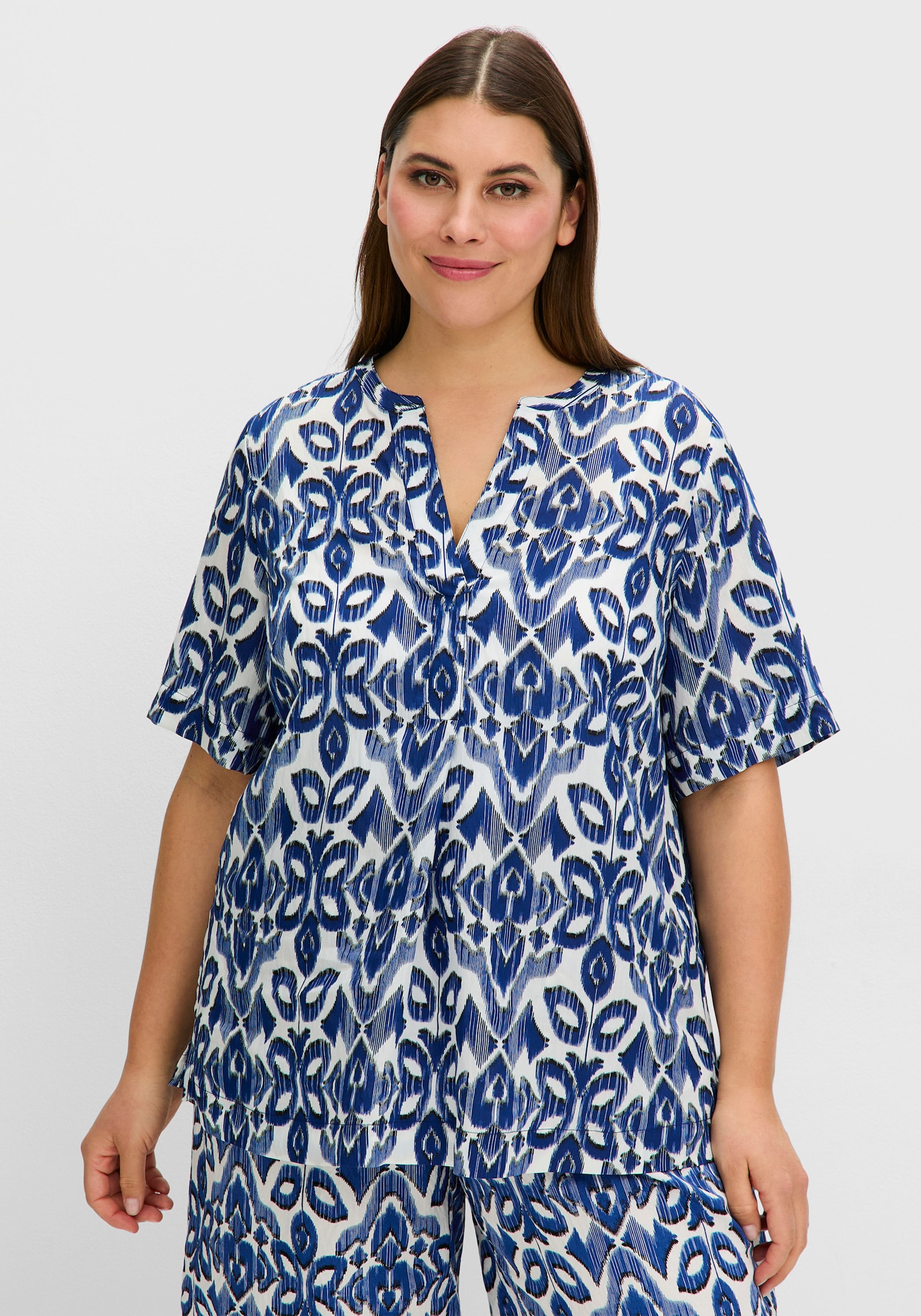 sheego Tunika mit Grafikdruck - ecru-gemustert