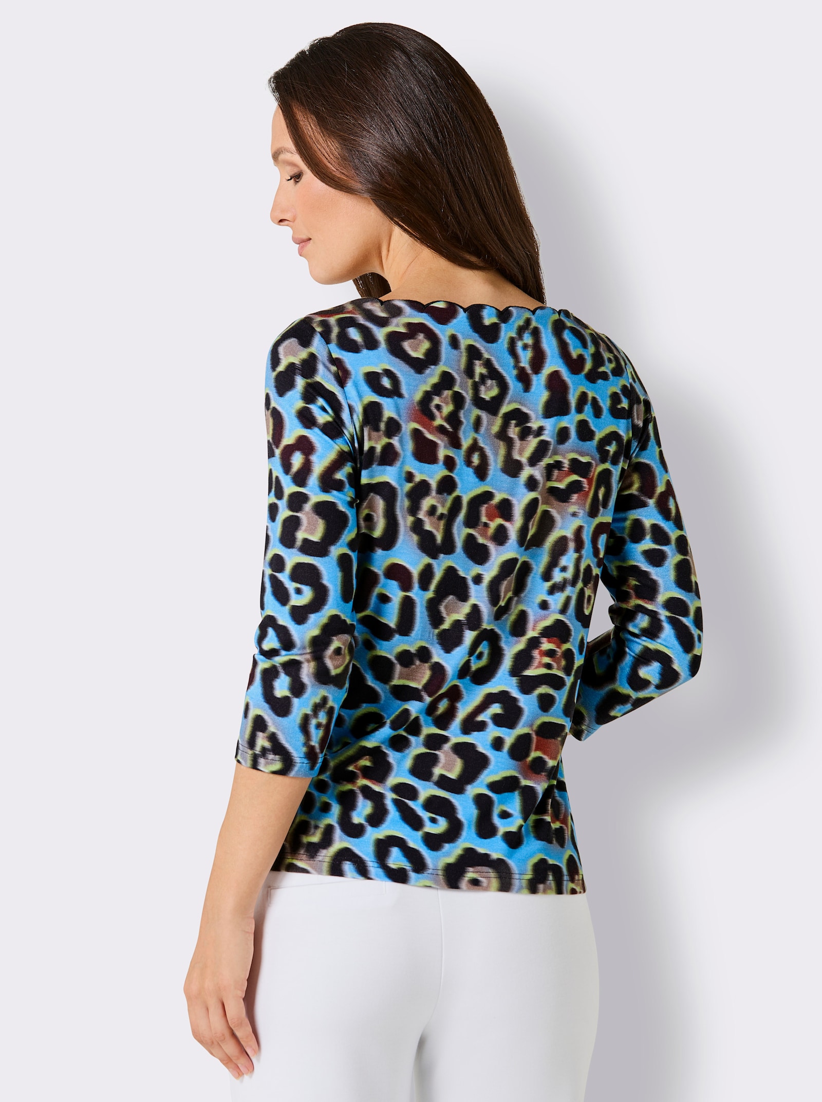 CREATION L PREMIUM T-shirt à manches 3/4 à l'imprimé numérique exclusif - noir-vert d'eau imprimé