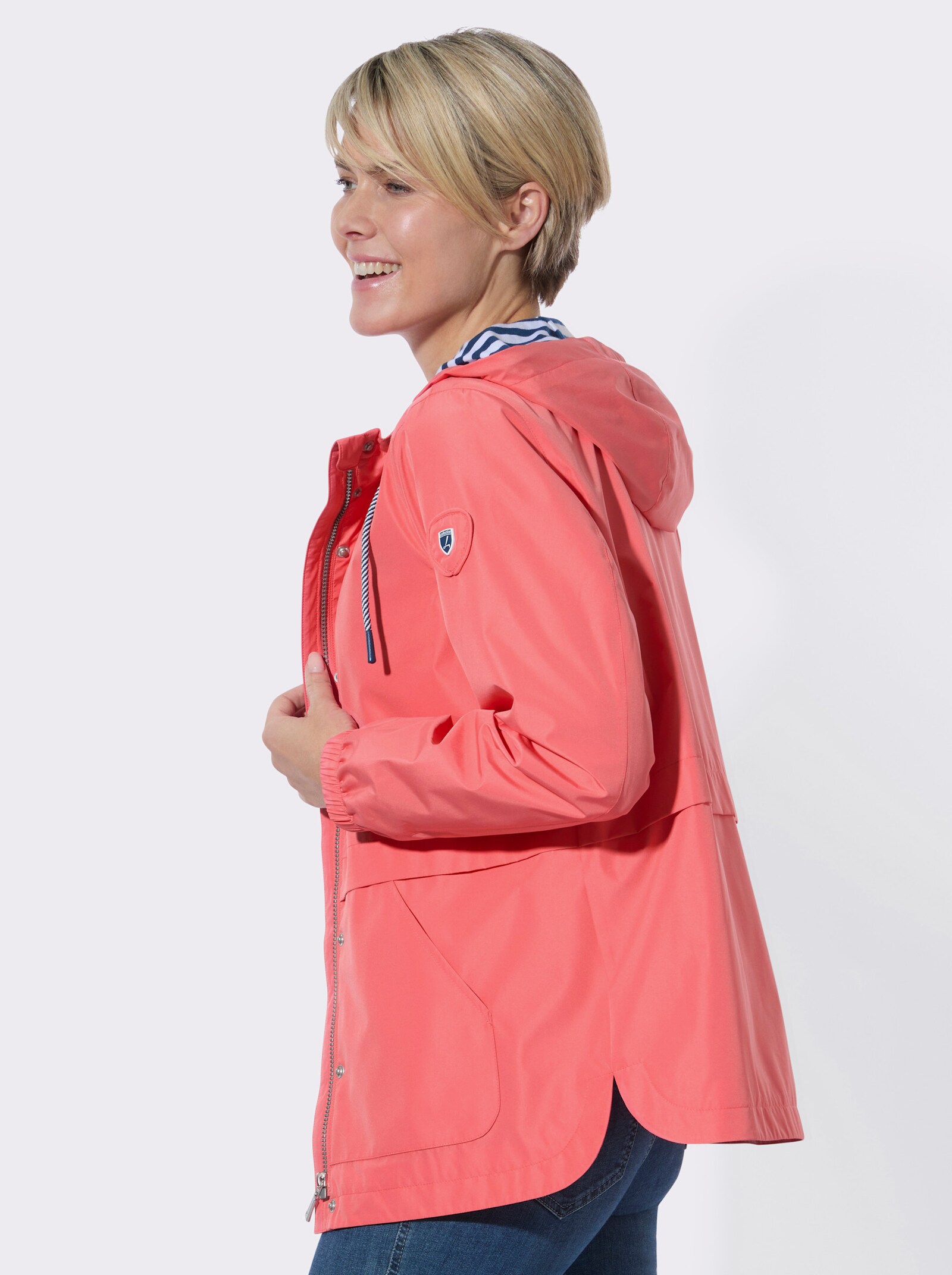 Übergangsjacke mit Kapuze - koralle