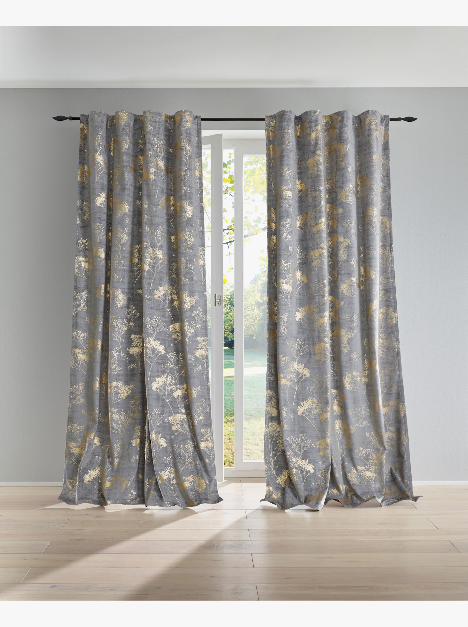 heine home Dekoschal - grau-goldfarben