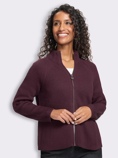 heine Cardigan mit 2-Wege-Zipper - burgund