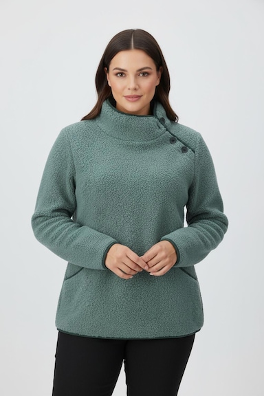 Fleeceshirt mit Kontrastpaspeln - jade