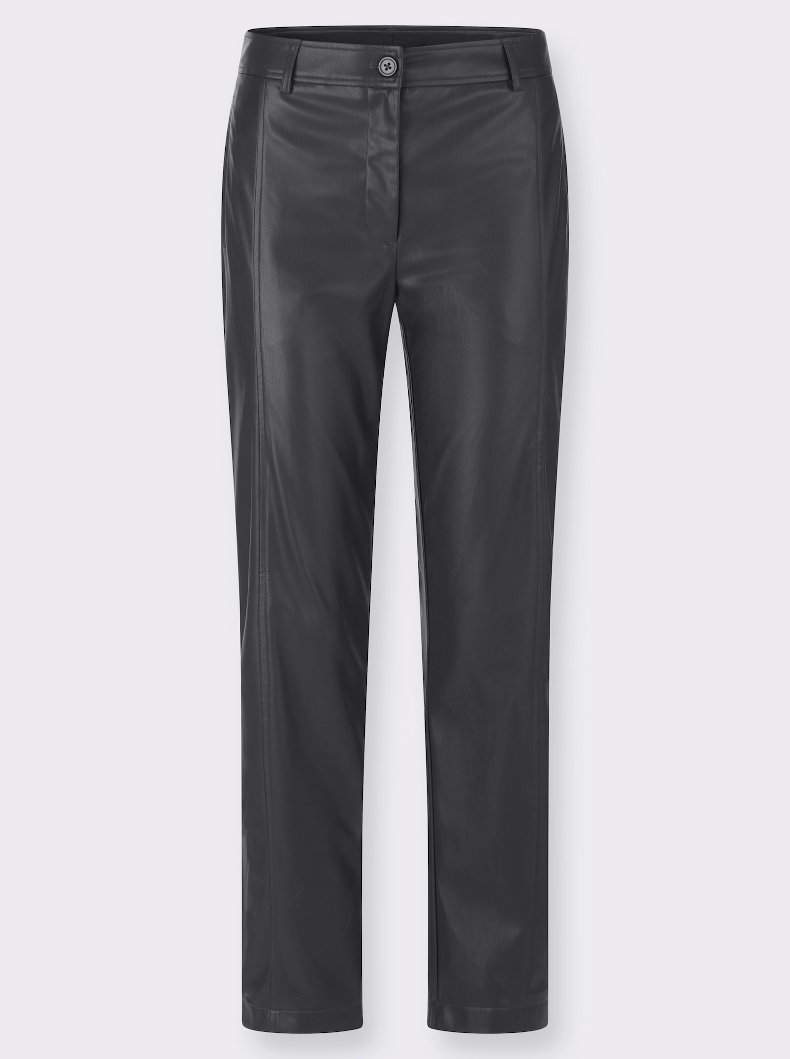 Lederimitathose mit Teilungsnaht vorne - schwarz
