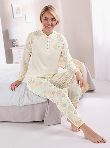 wäschepur Schlafanzug mit platziertem Druck - champagner-sand-bedruckt