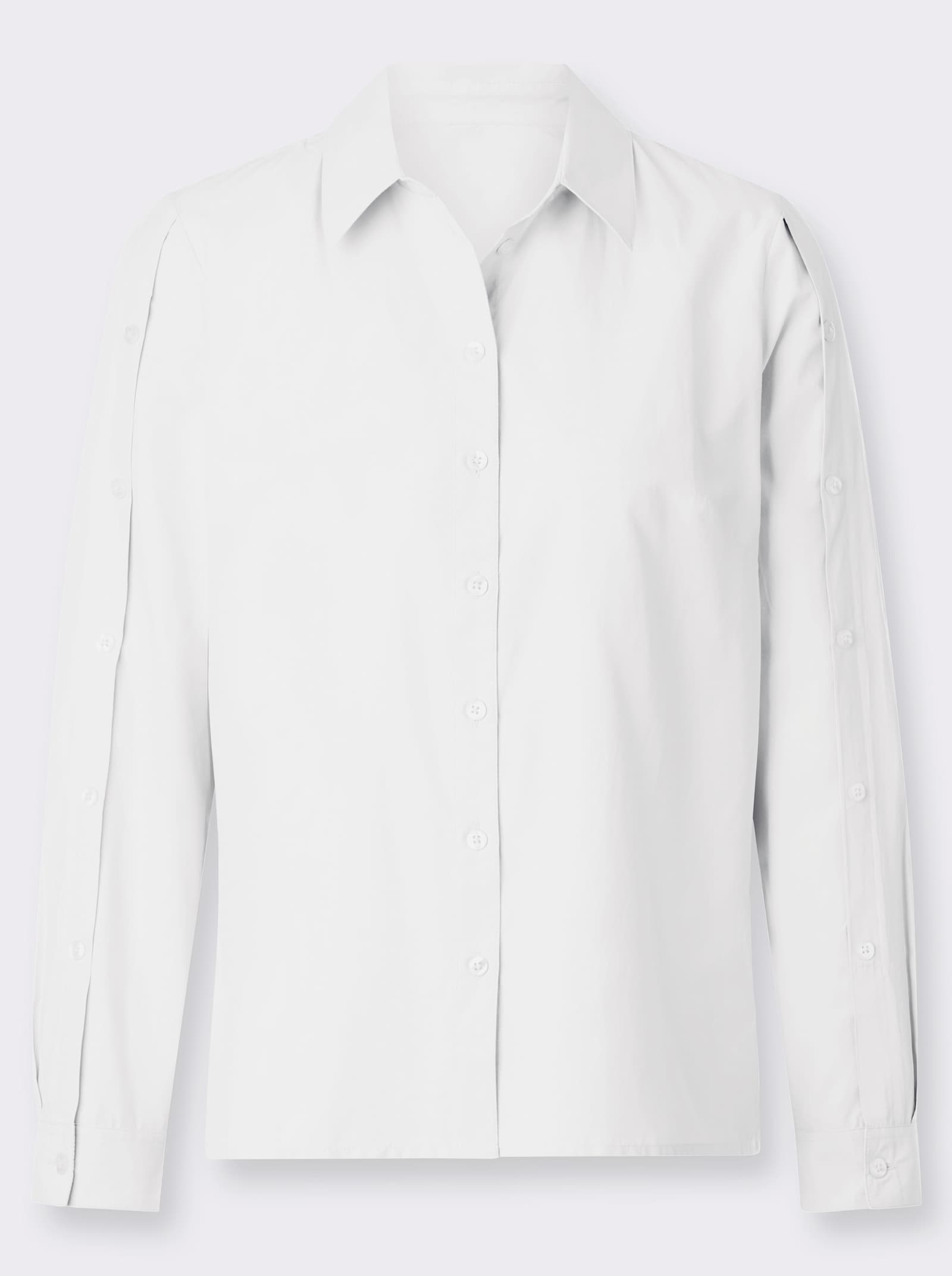 Langarm-Bluse mit Seitenschlitzen - weiß