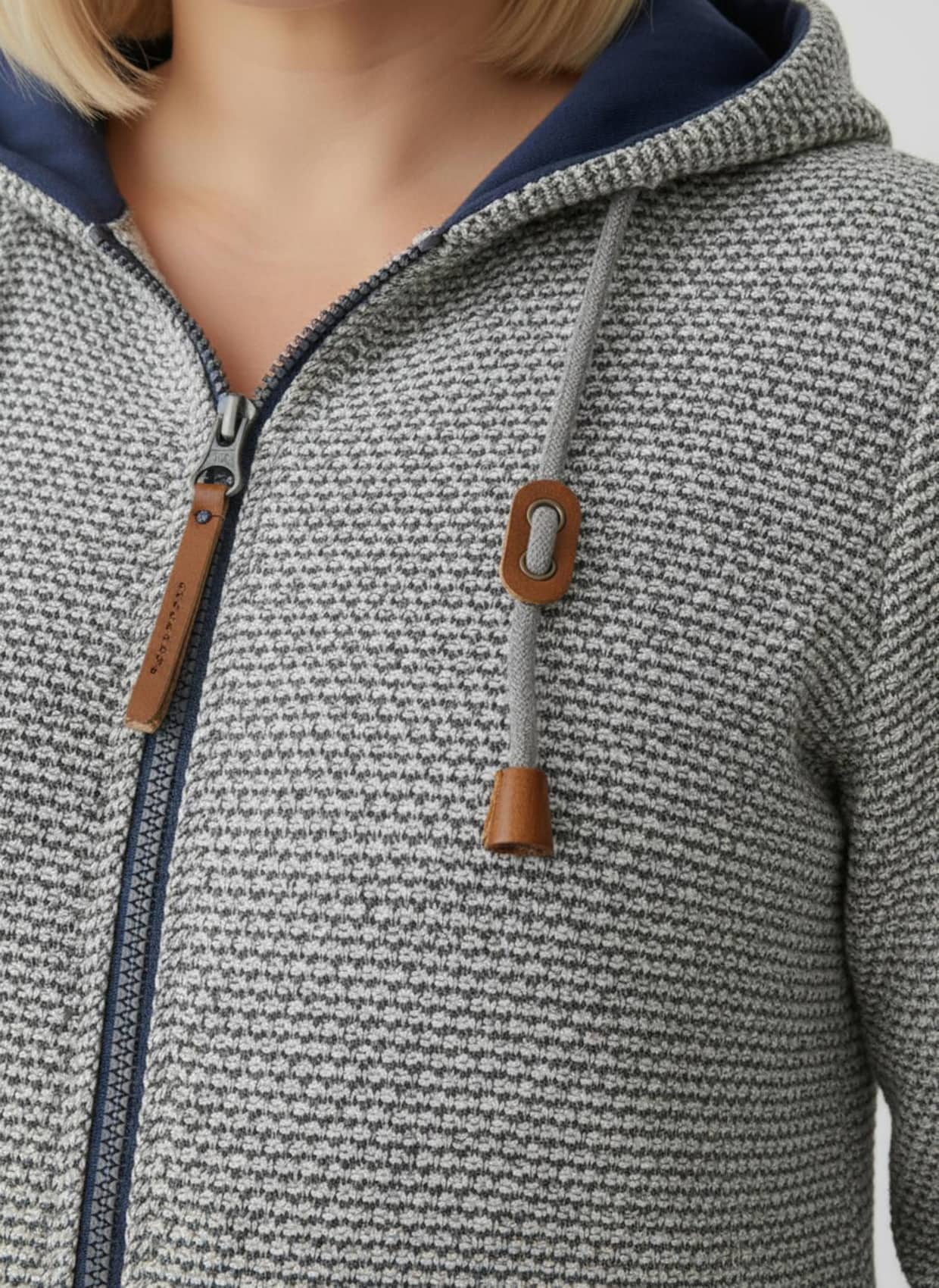 Sweatjacke mit Kapuze - steingrau-rauchblau