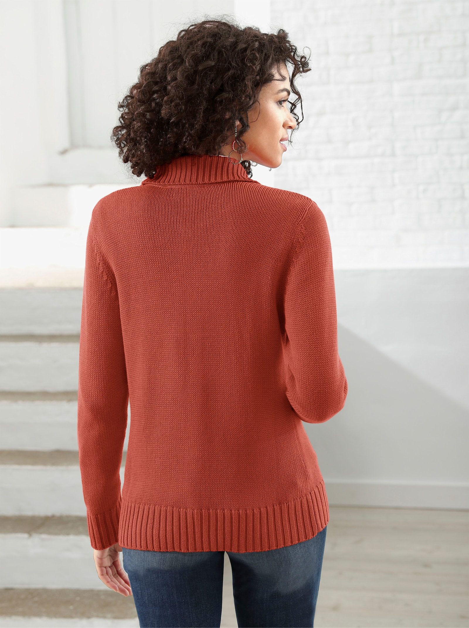 Strickjacke mit 2-Wege-Reissverschluss - rostrot