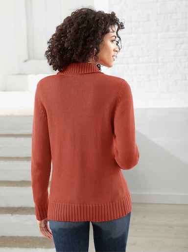 Strickjacke mit 2-Wege-Reißverschluss - rostrot