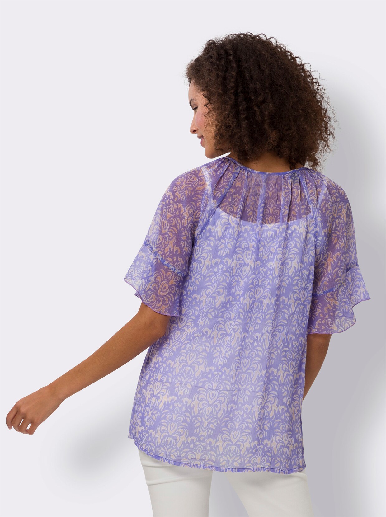 heine Chiffonbluse - lavendel-ecru-bedruckt