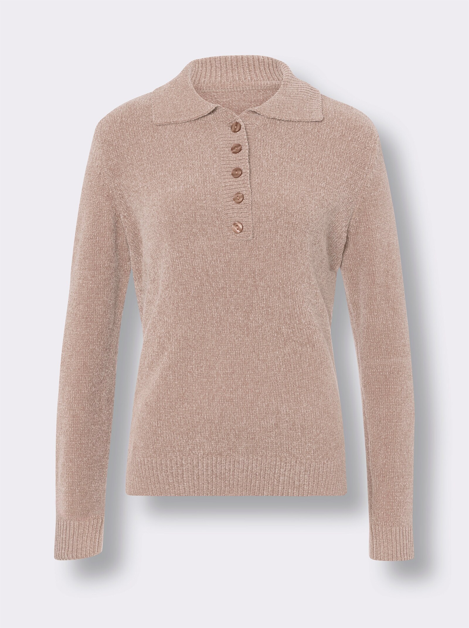 Polopullover aus Chenillegarn - puder