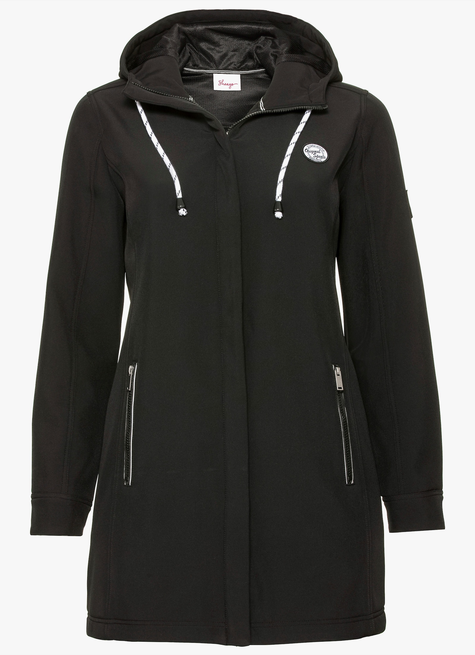 sheego Softshelljacke mit Kapuze - schwarz
