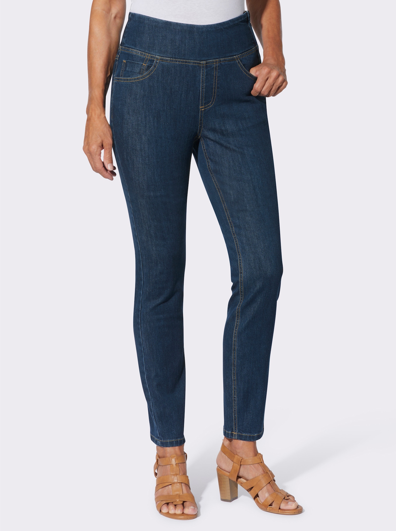 Jeans mit seitlichem Reißverschluss - blue-stone-washed
