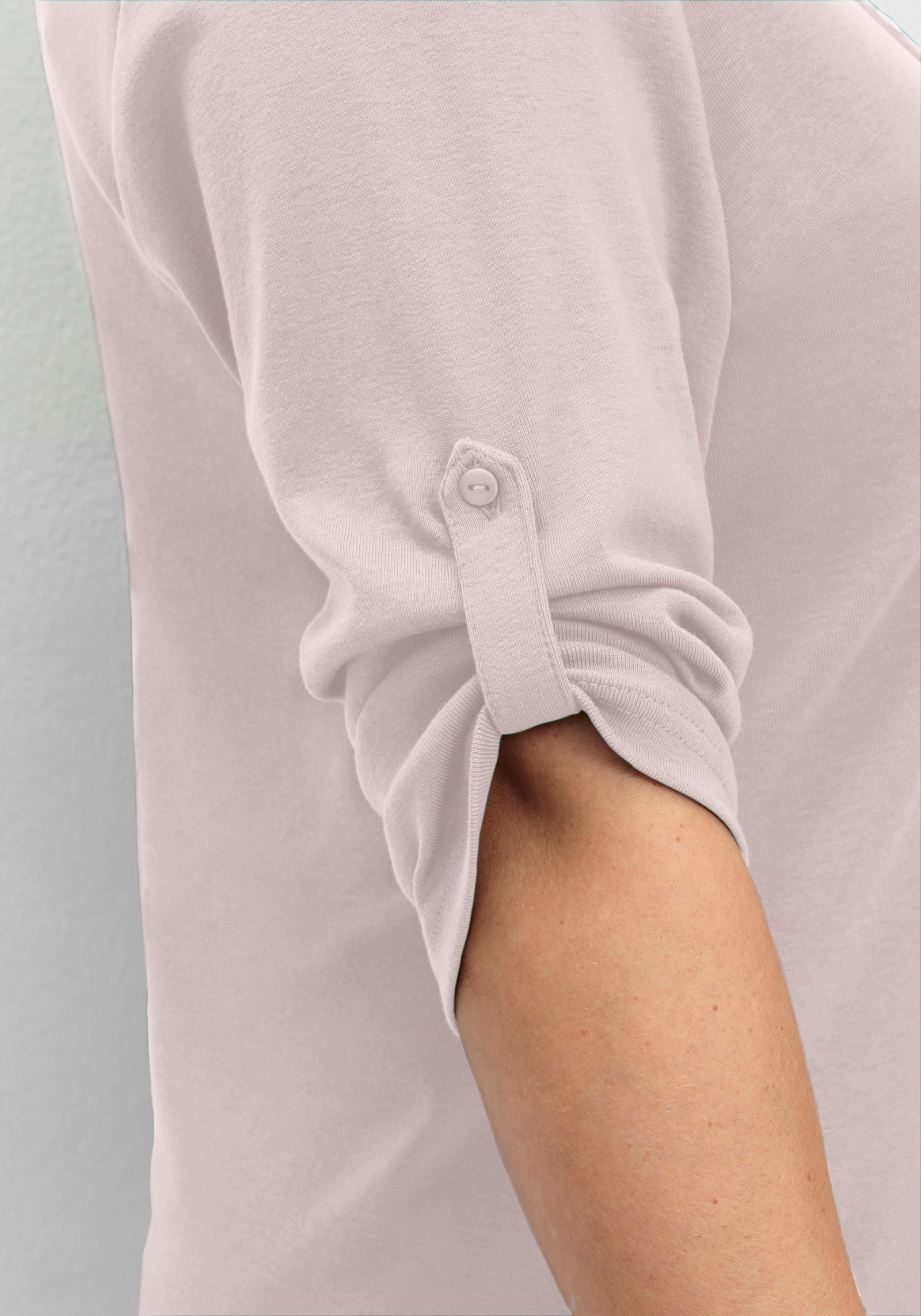 sheego Shirt met 3/4-mouwen en Henley-kraag - lichtroze