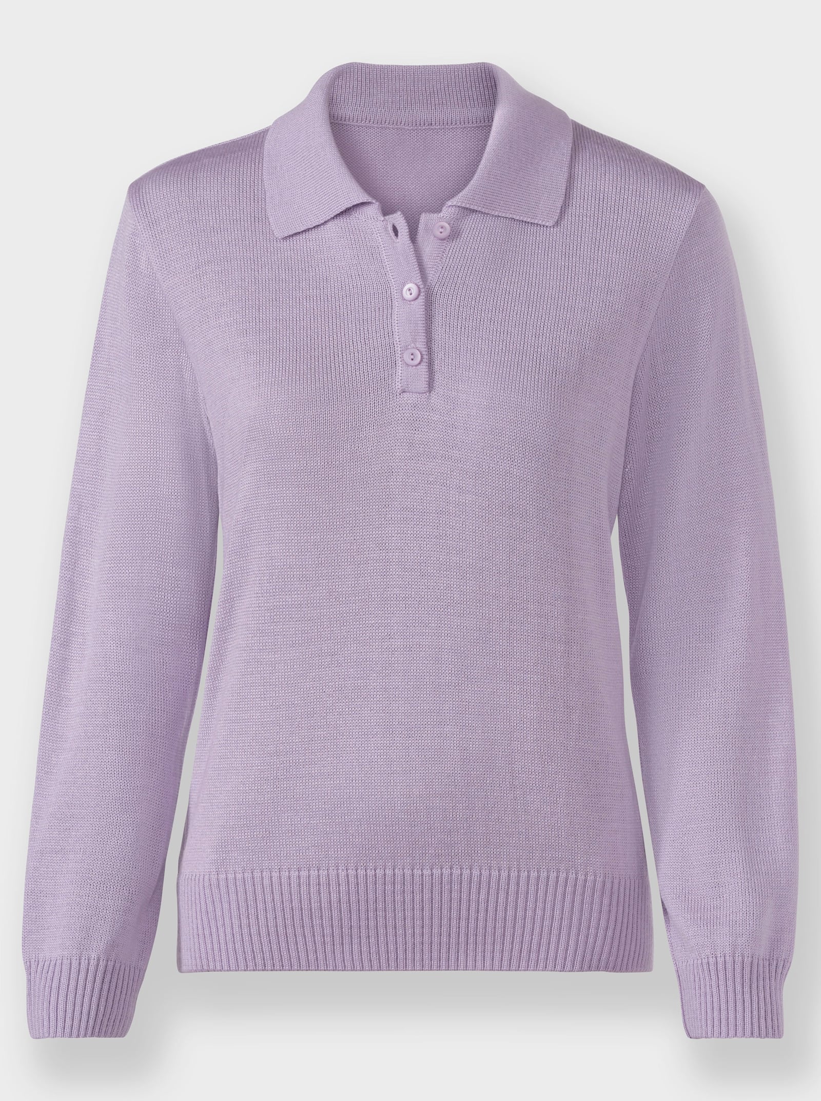 Polopullover mit Schurwolle - flieder
