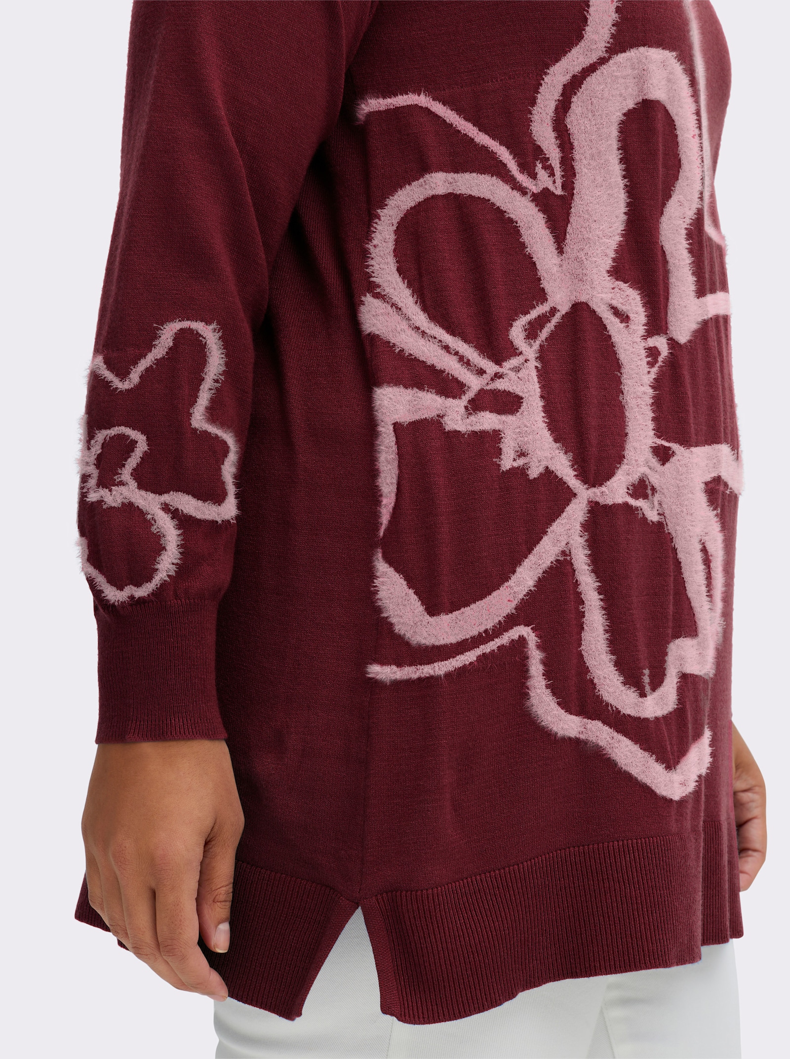 sheego Pullover mit Intarsienmuster - bordeaux-gemustert