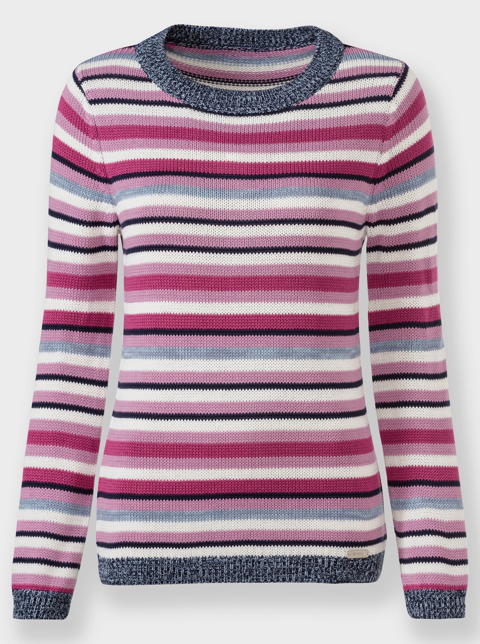 Langarm-Pullover im Ringelmuster - marine-magenta-geringelt