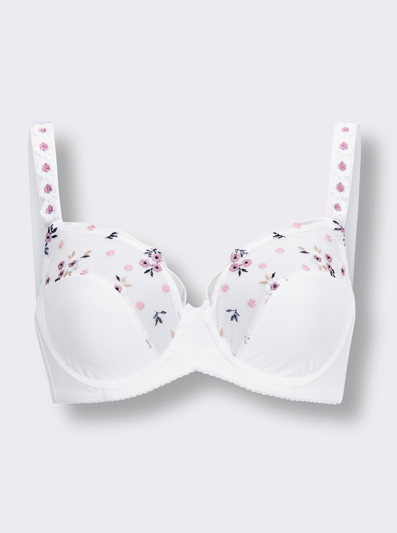 Bügel-BH mit Schmuckträgern - weiß-mauve