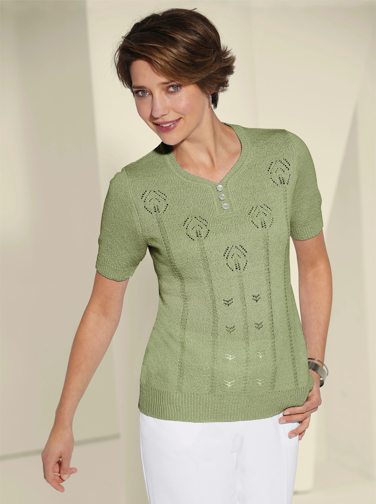 Pullover met V-hals - groen