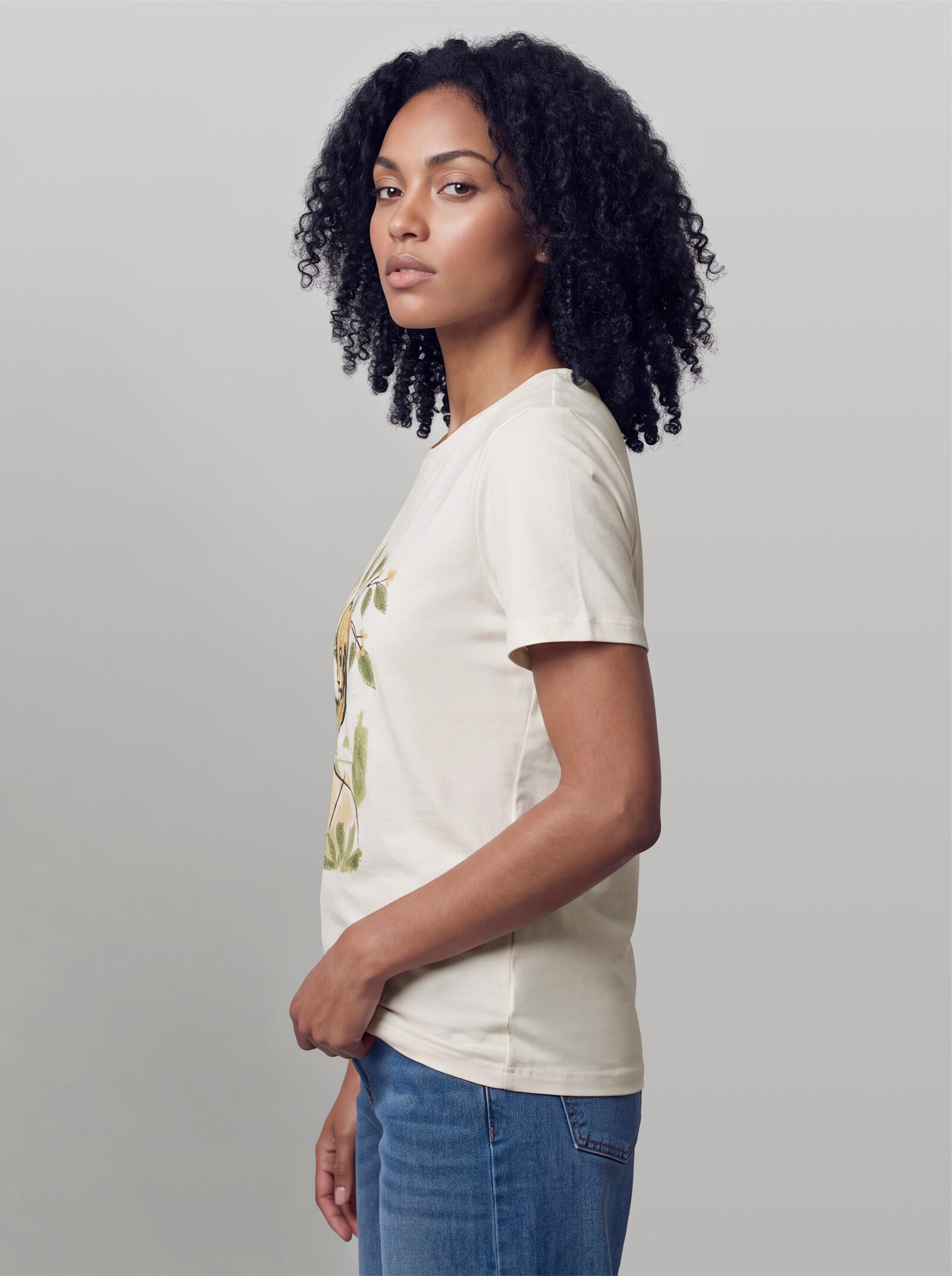 heine Kurzarmshirt mit Frontprint - ecru