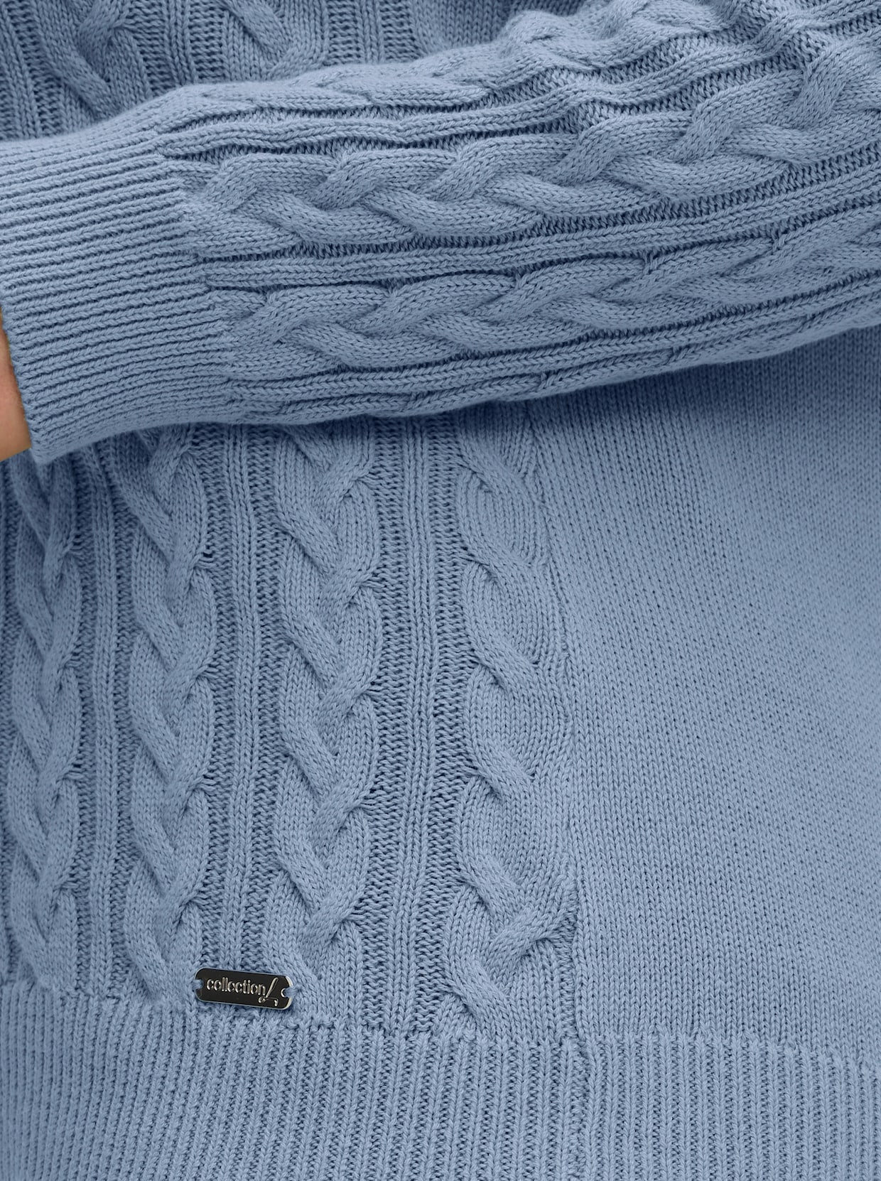 Strickpullover mit Zopfmuster - taubenblau