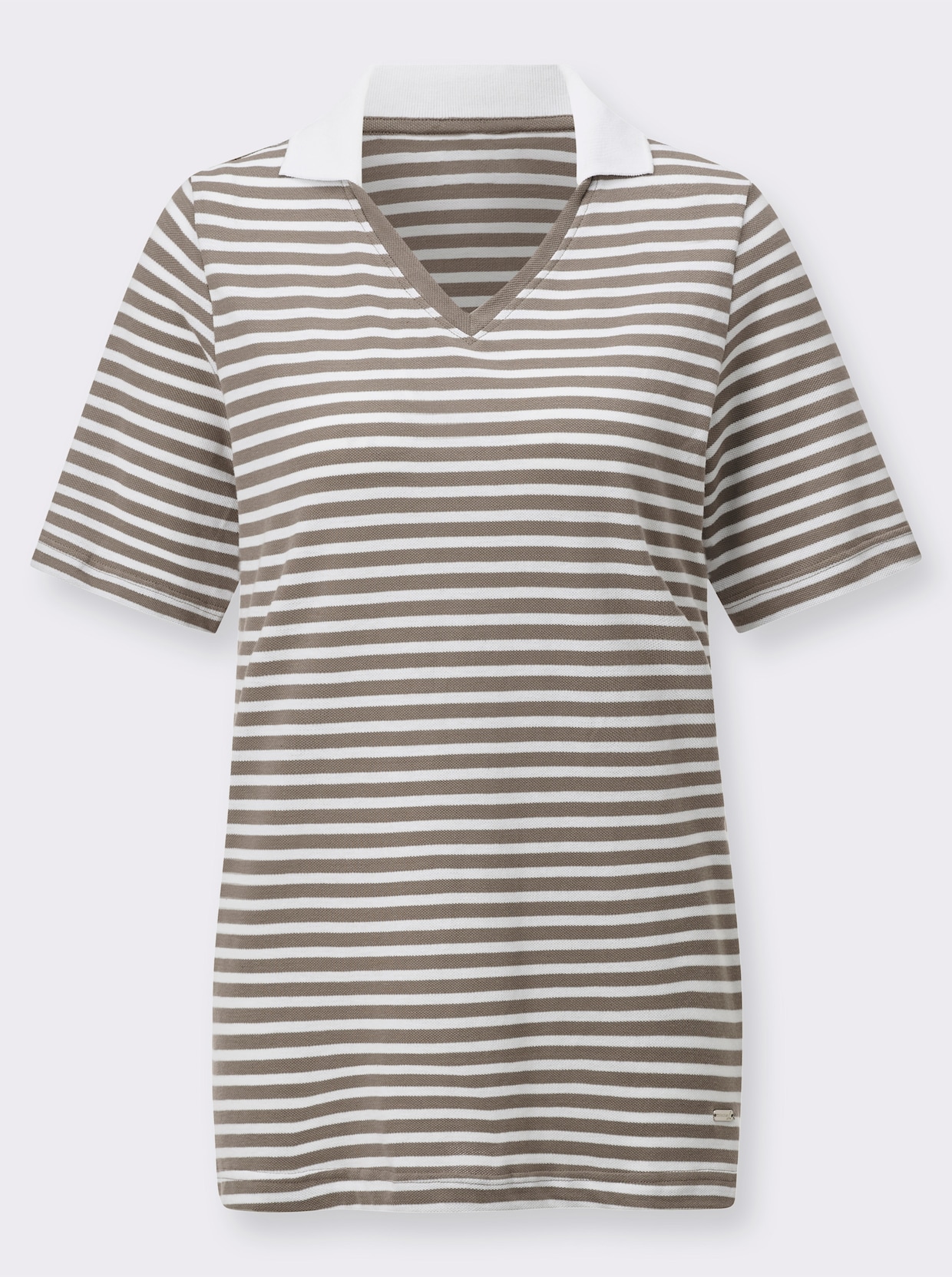 Streepjesshirt - taupe/wit gestreept