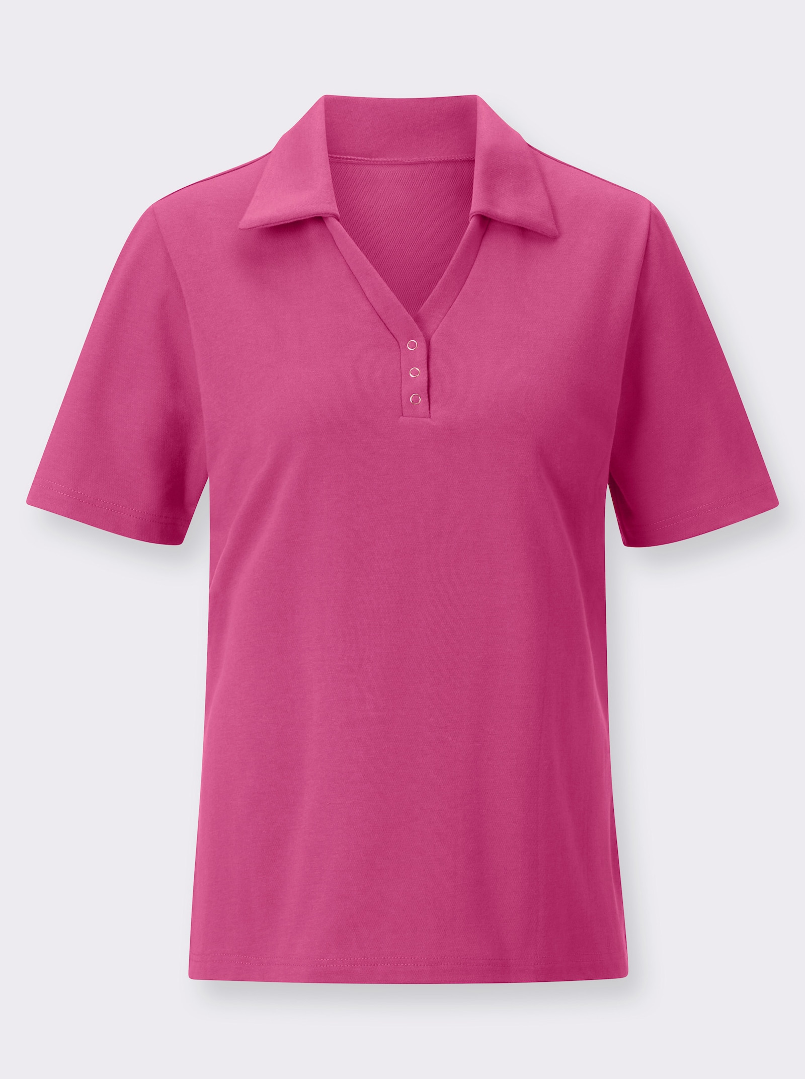 Poloshirt met drukknoopsluiting - fuchsia