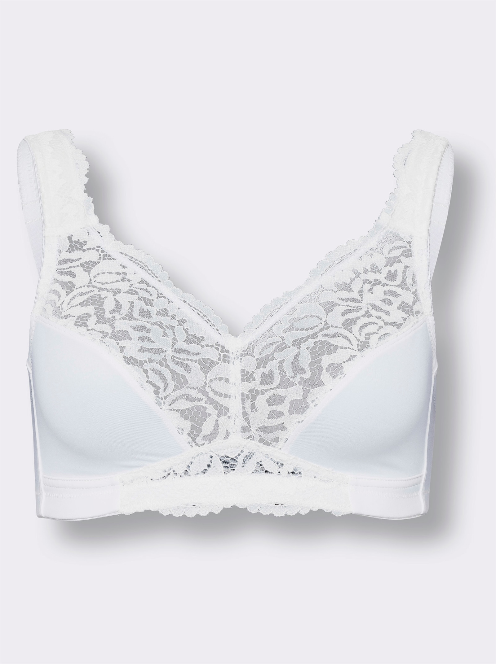 Podprsenka bez kostíc s čipkou hore - biela