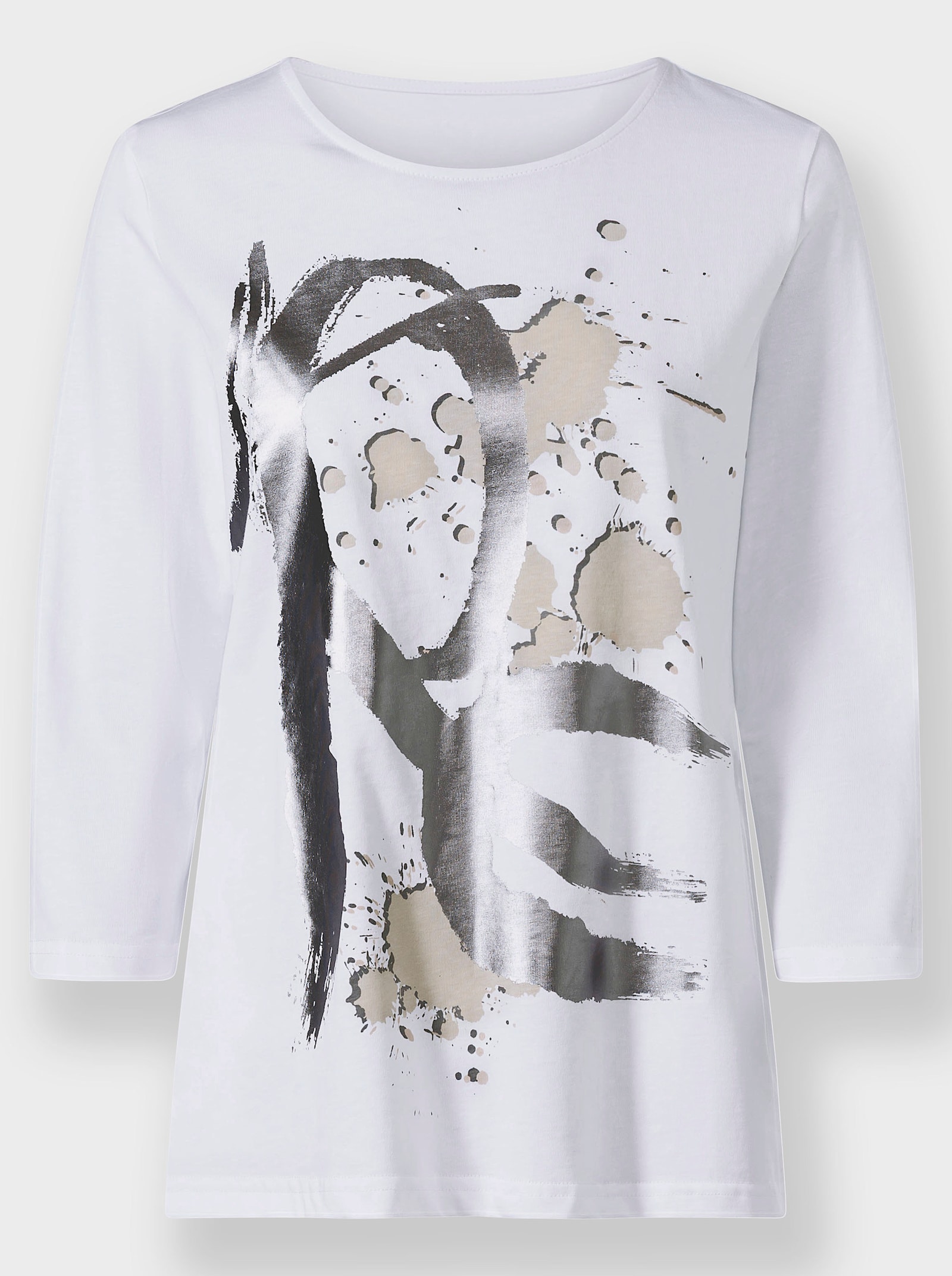 heine Print-Shirt mit Folienprint - weiß-silberfarben-bedruckt