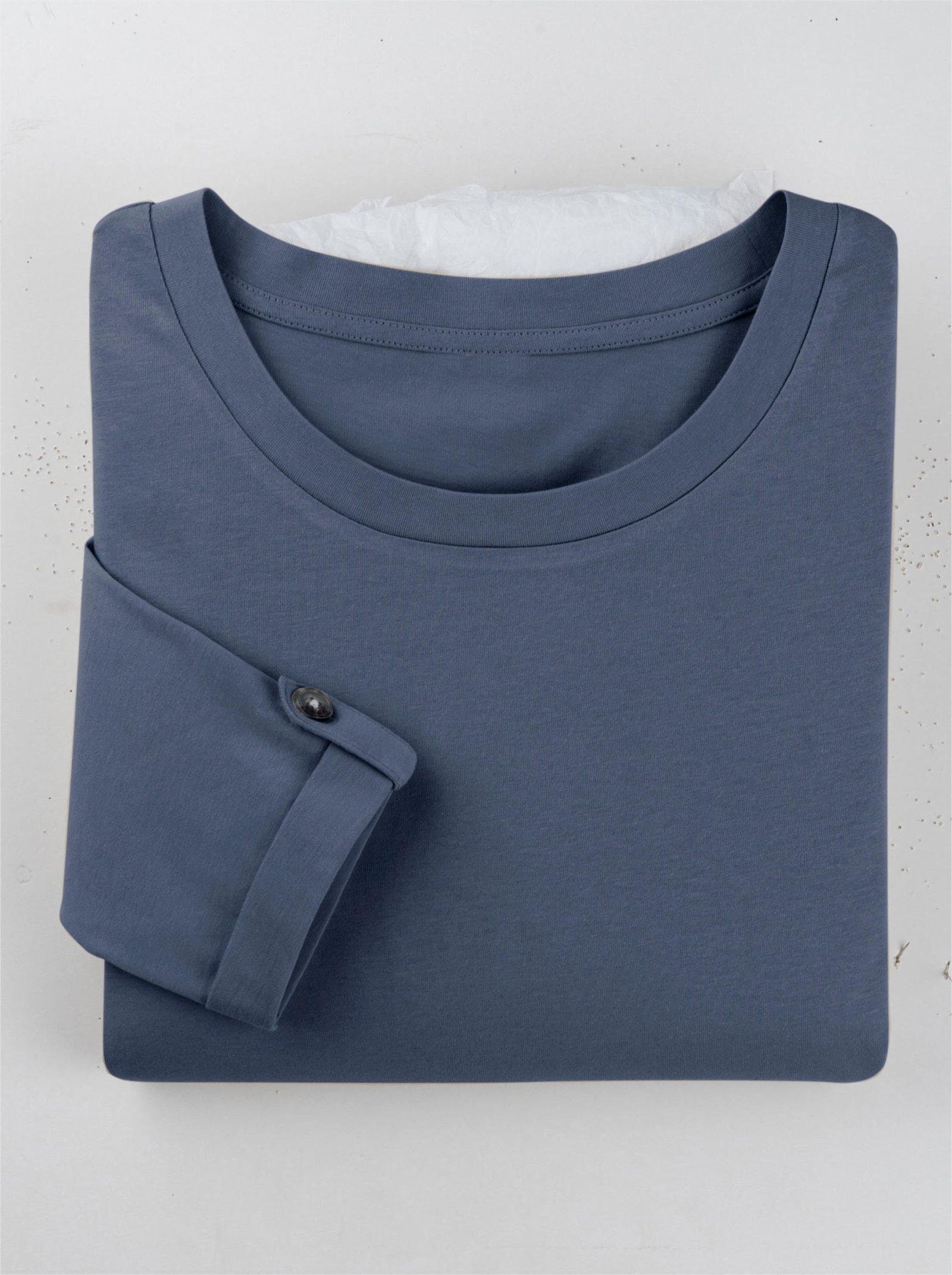 3/4-Arm-Shirt aus reiner Baumwolle - rauchblau