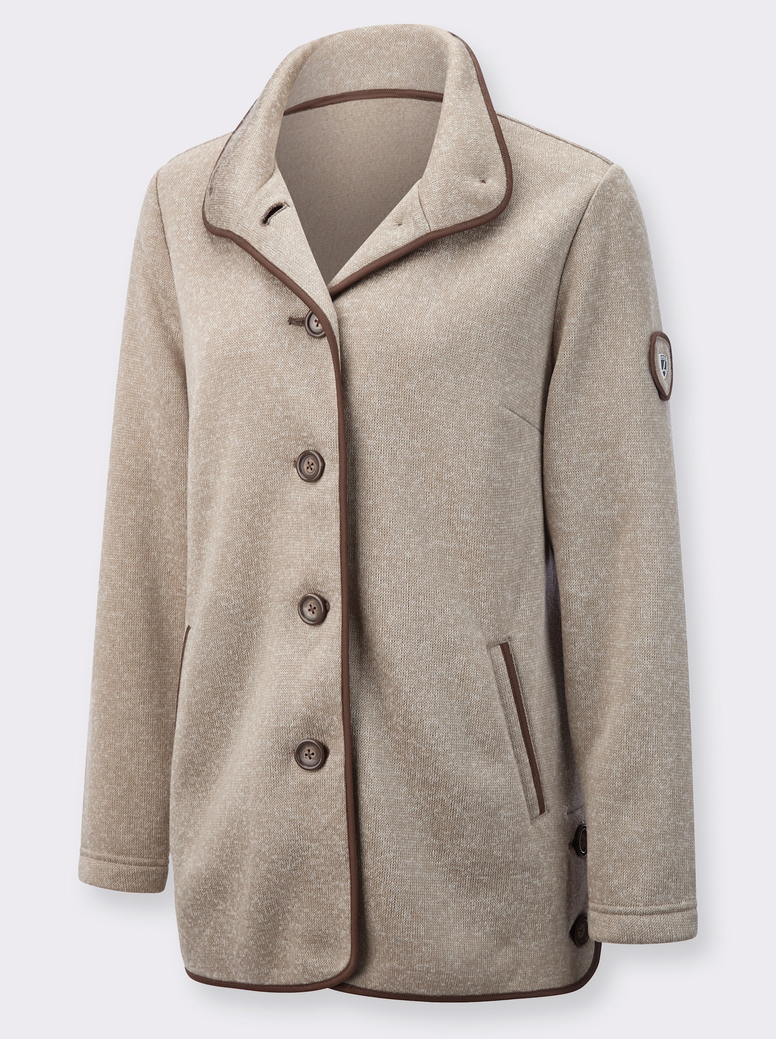 Fleecejacke mit hohen Seitenschlitzen - sesam-meliert