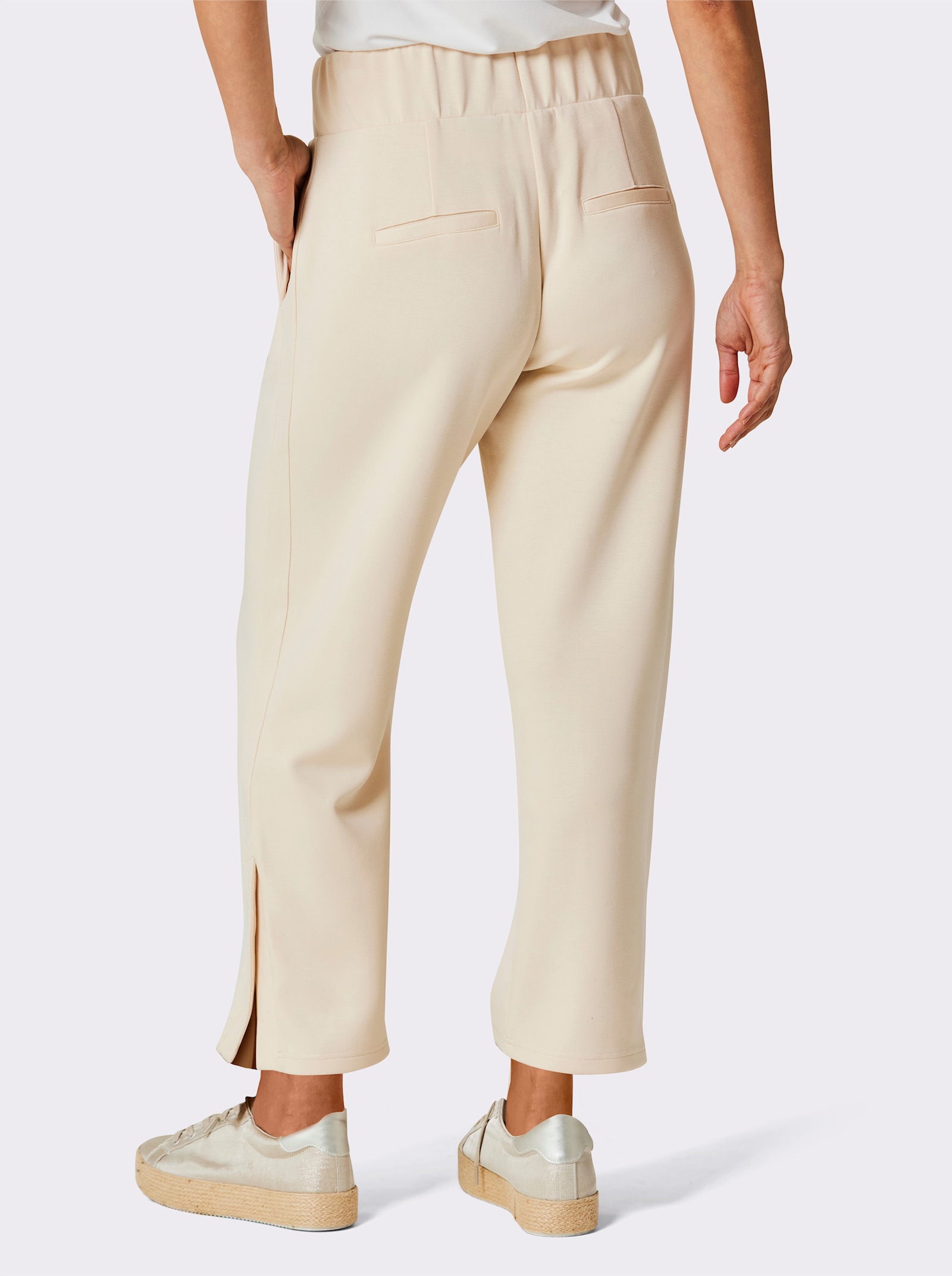 CREATION L PREMIUM Sweatbroek met verborgen pijpsplit - ivoorkleur