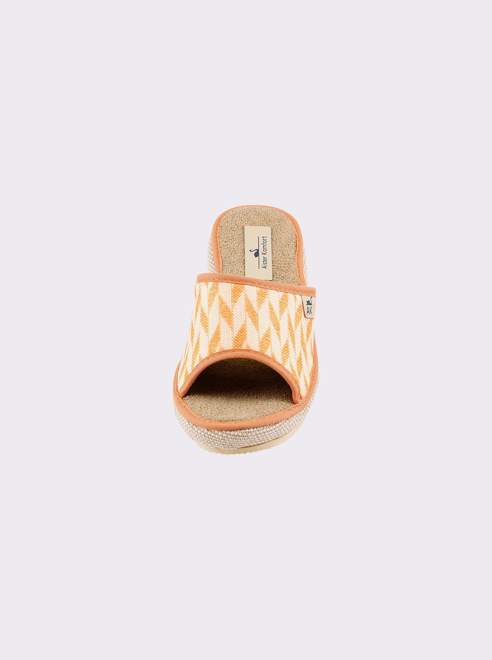 Pantolette mit Keilabsatz - orange-gemustert