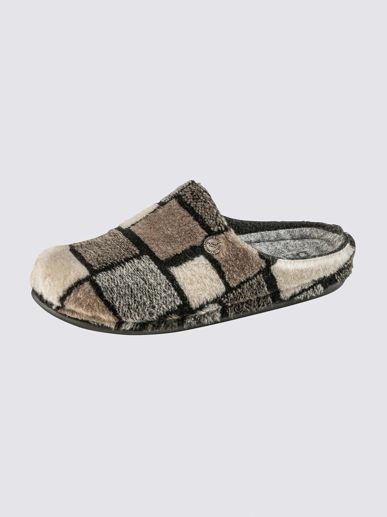 Dr. Feet Hausschuh - grau-natur
