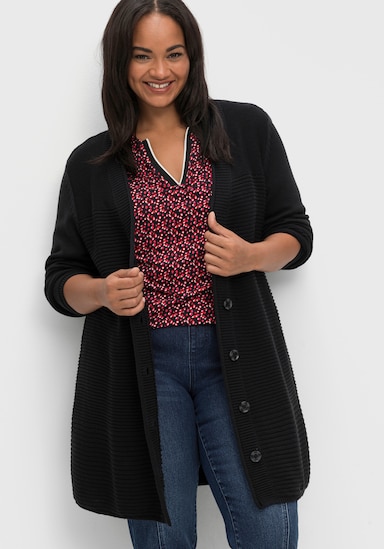 sheego Longstrickjacke - schwarz