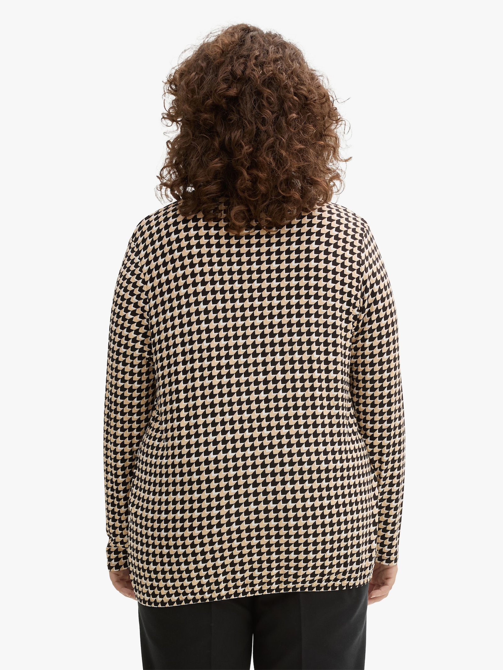 Langarmshirt - beige geometric minimal