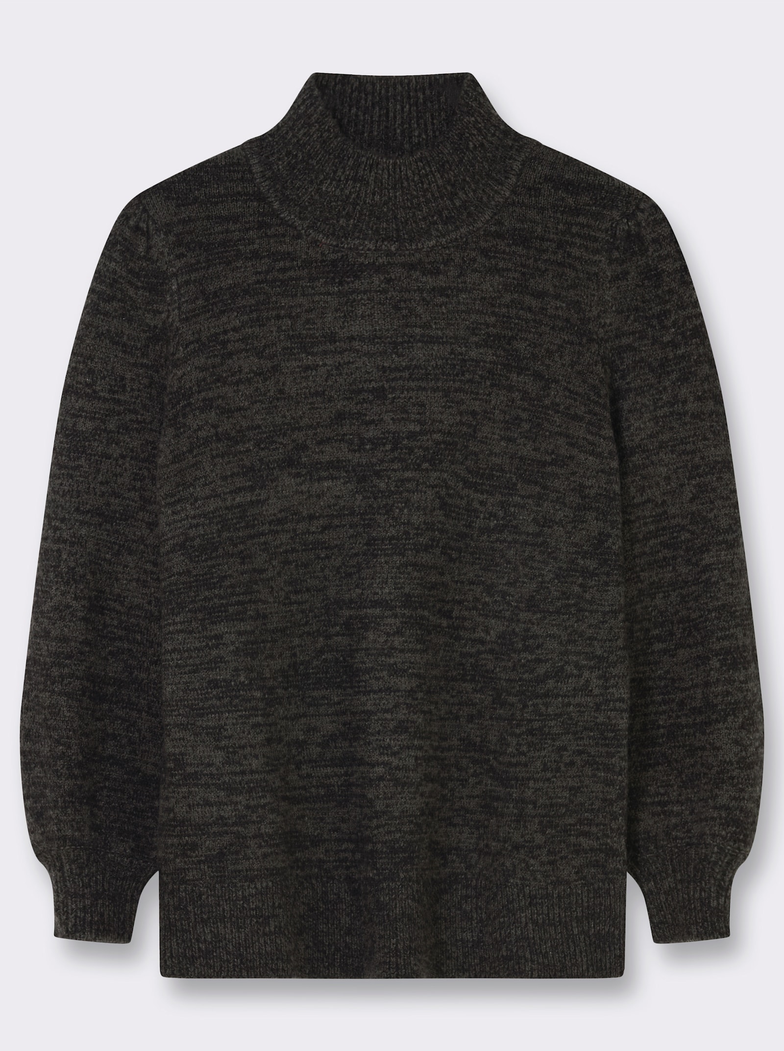 sheego Stehkragenpullover in Melange-Optik - schwarz-meliert