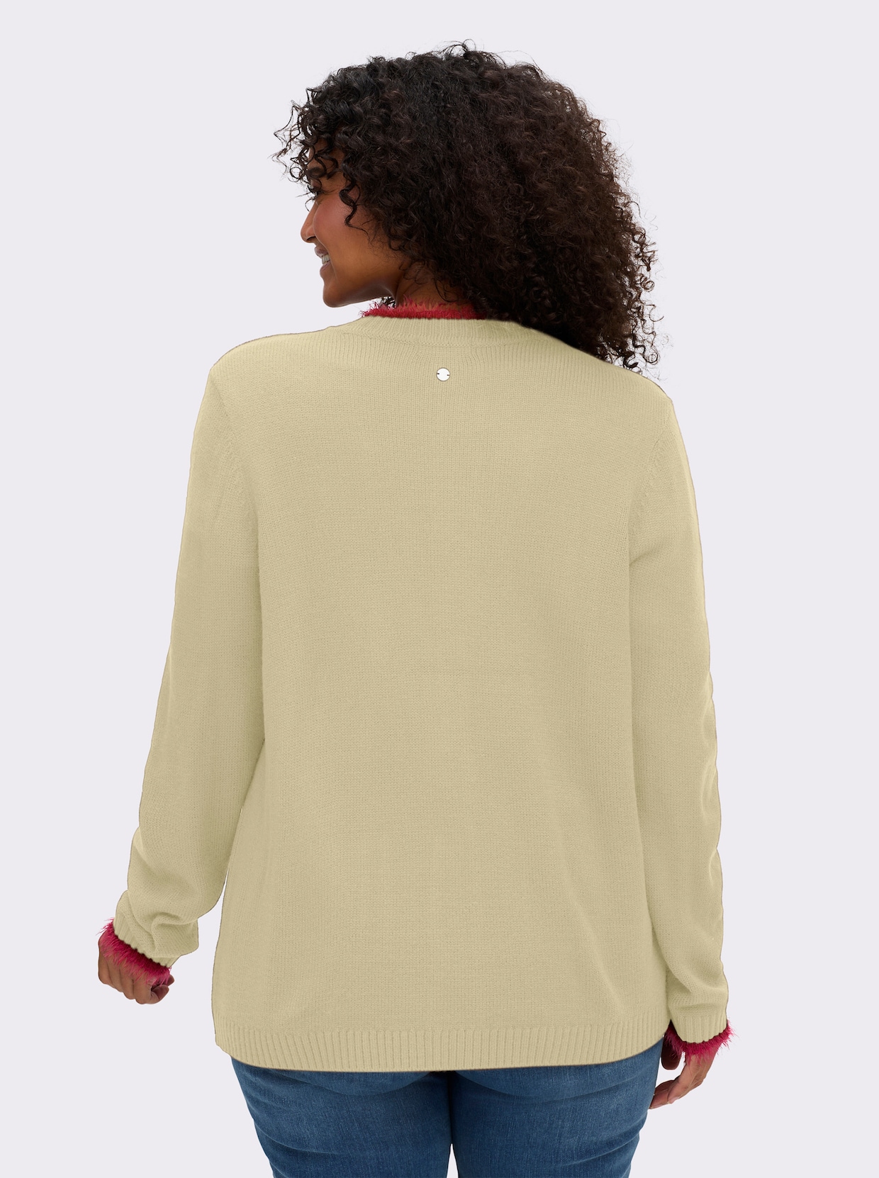 sheego veste en tricot - sable-cerise
