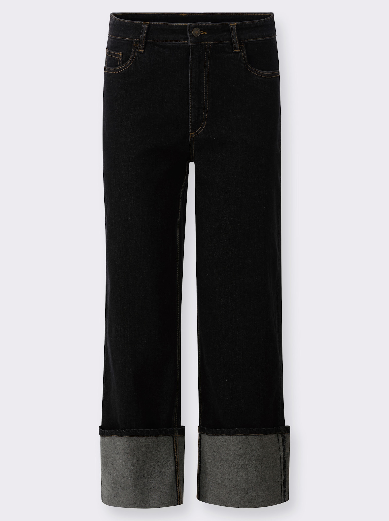 heine Stretch-Jeans mit Umschlag am Bein - black denim