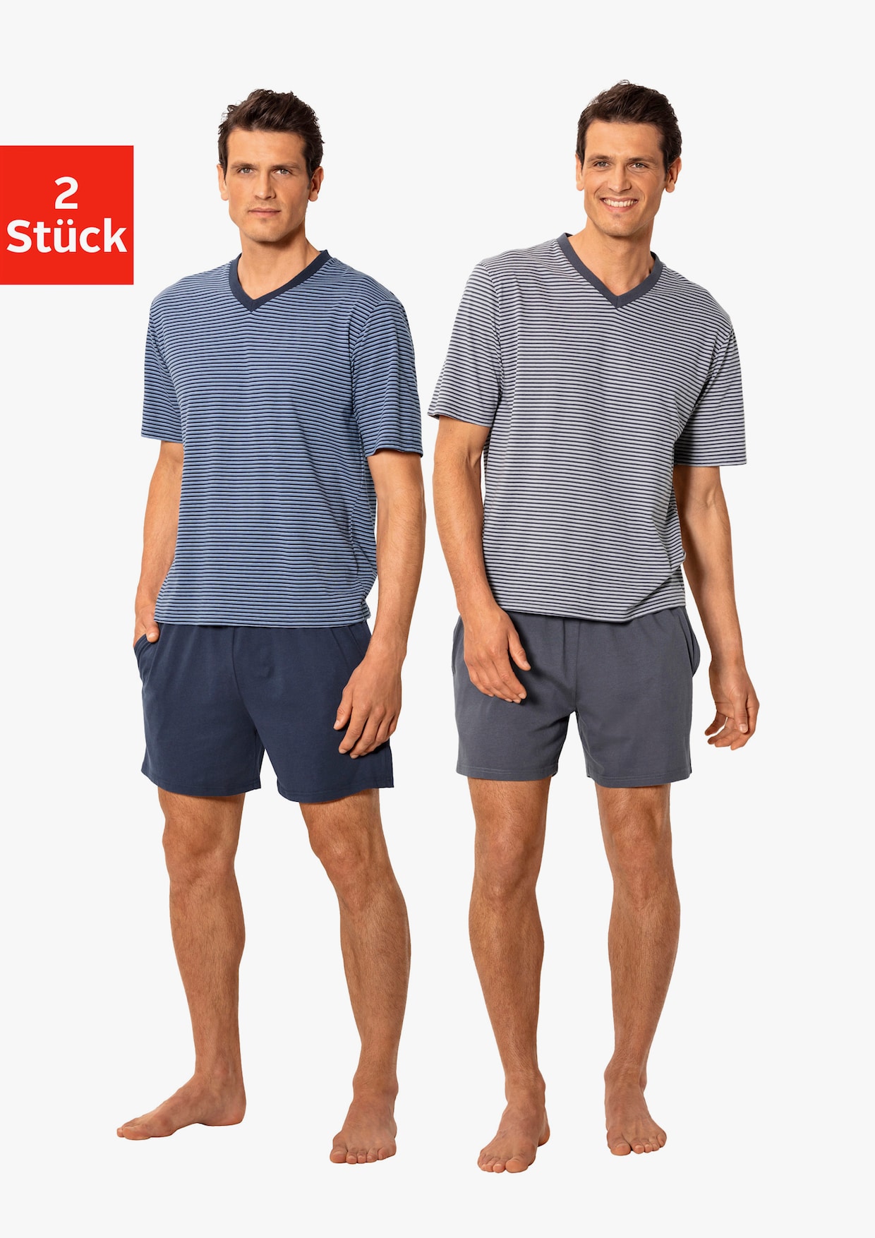 Pyjama - blau-marine, grau-anthrazit