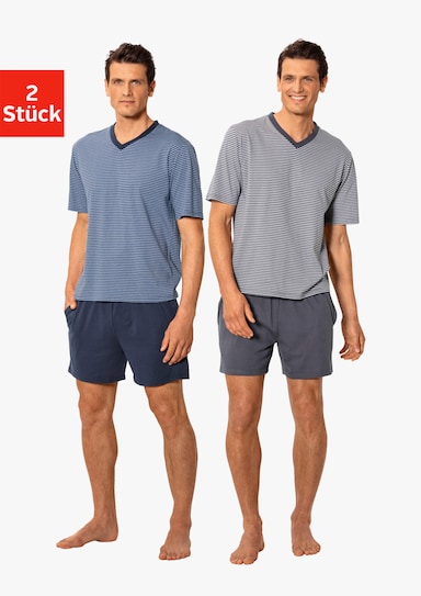 Pyjama - blau-marine, grau-anthrazit