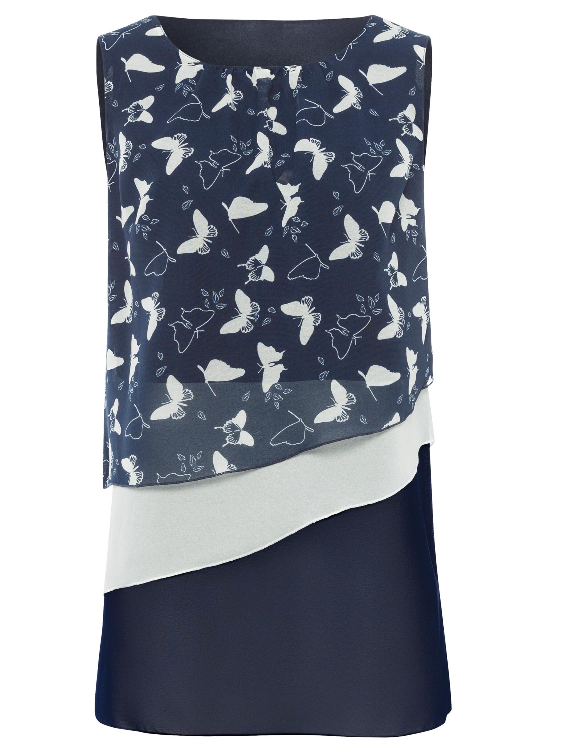 Longbluse - marine-gemustert