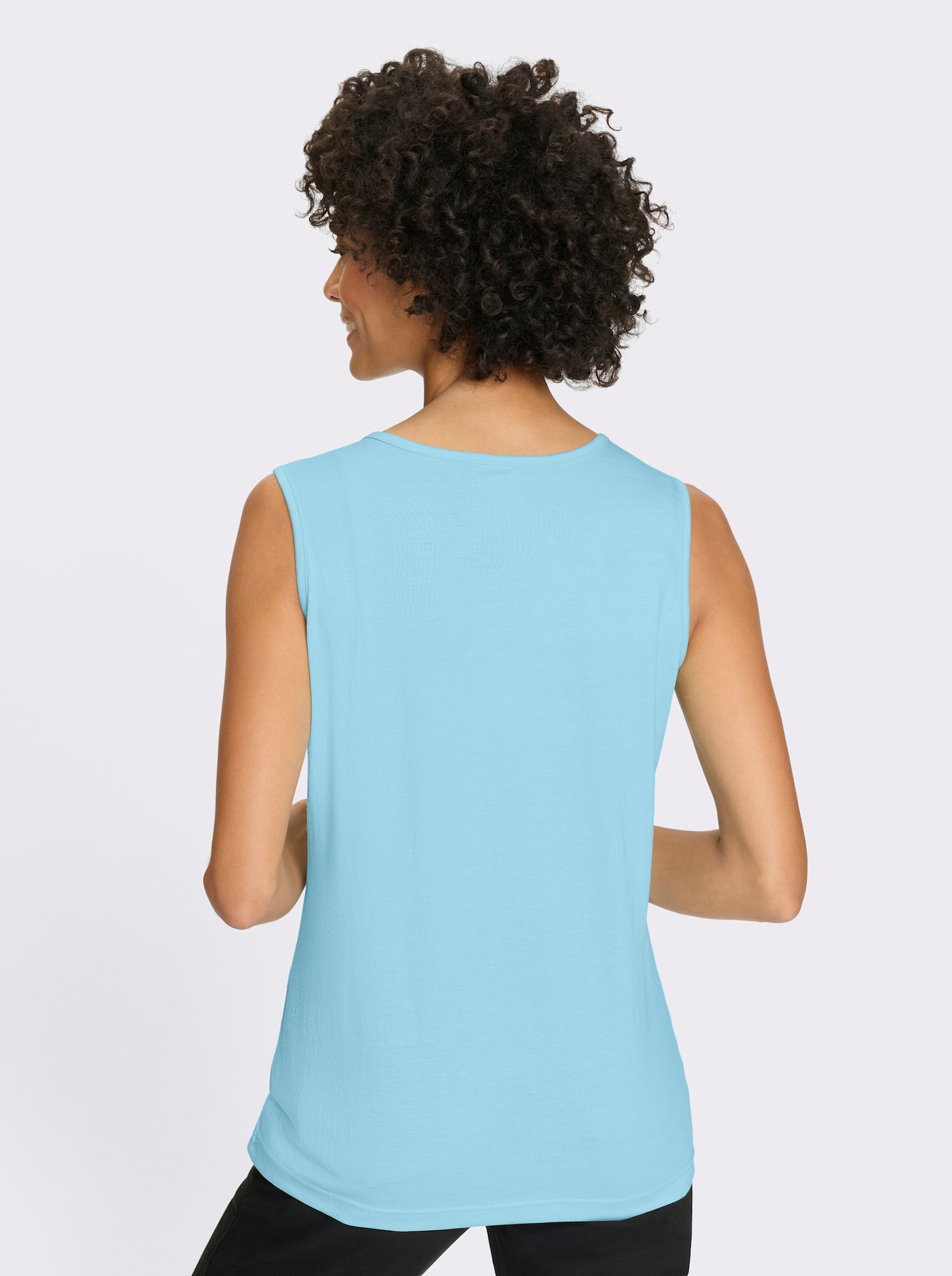 Shirttop mit kurzer Druckknopfleiste - aquamarin