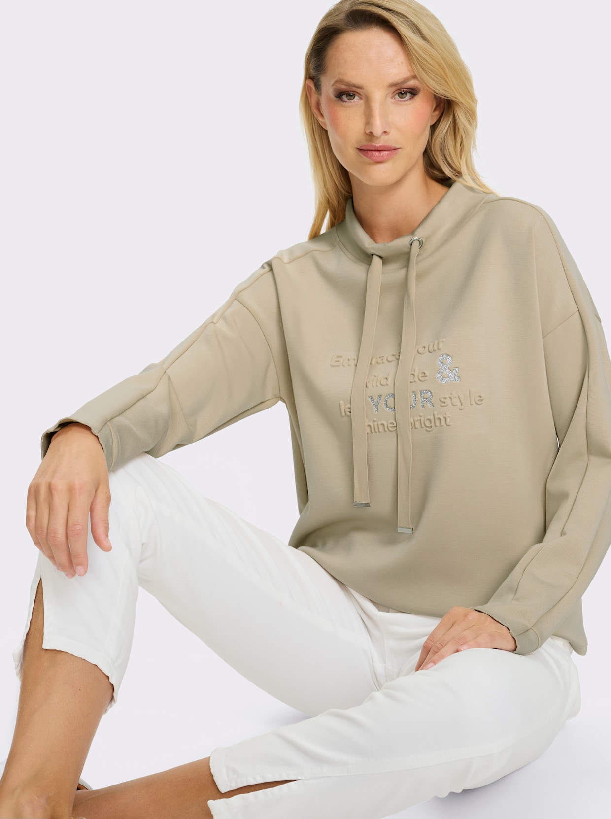 heine Stehkragenshirt - sand